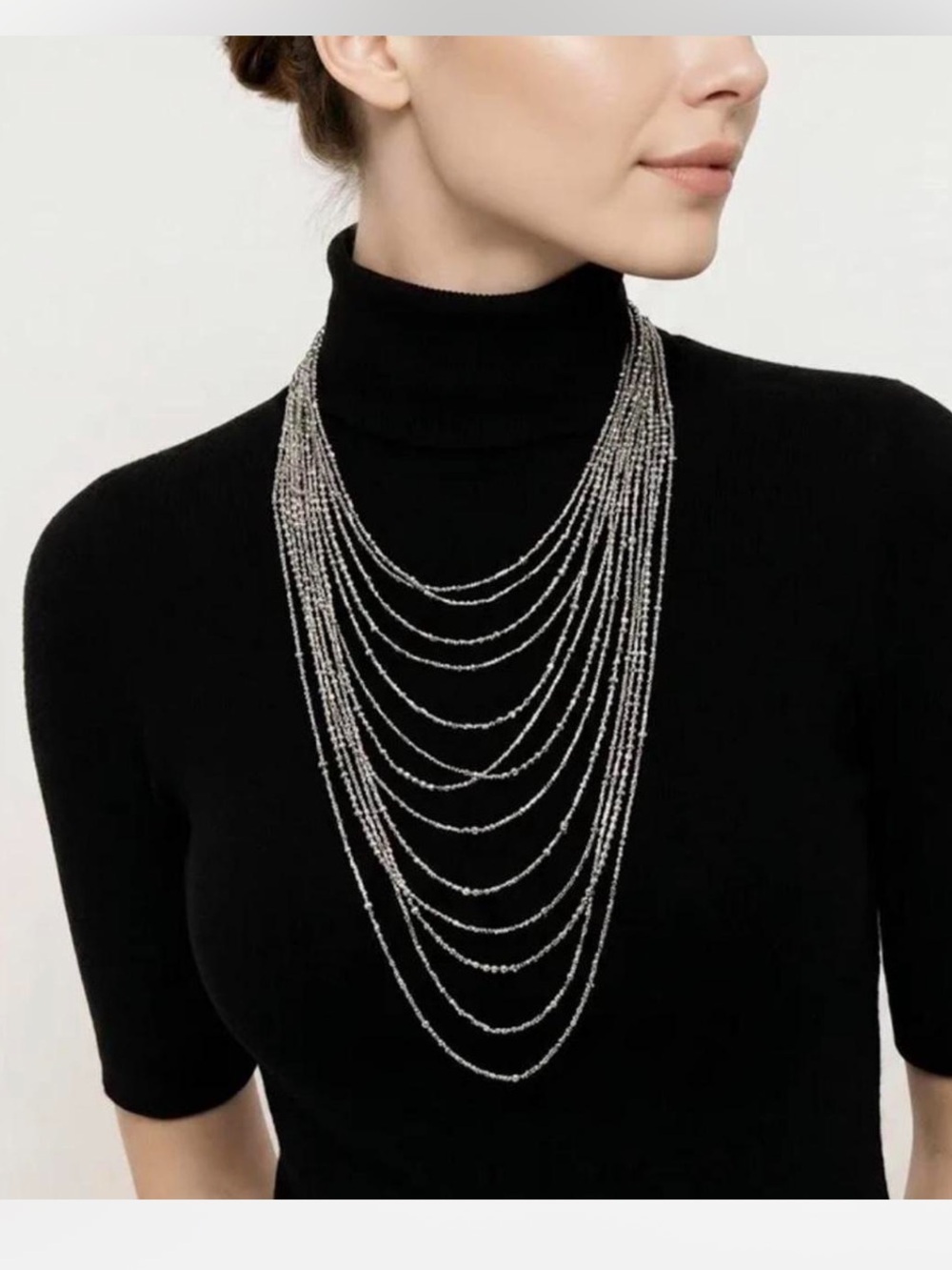 VINTAGE LIA SOPHIA Silver multi-strand beaded HEMATITE gorgeous necklace